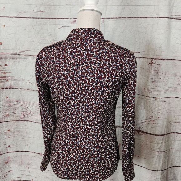 Tory Burch Button Front Patterned Blouse Size 0 - Picture 2 of 6